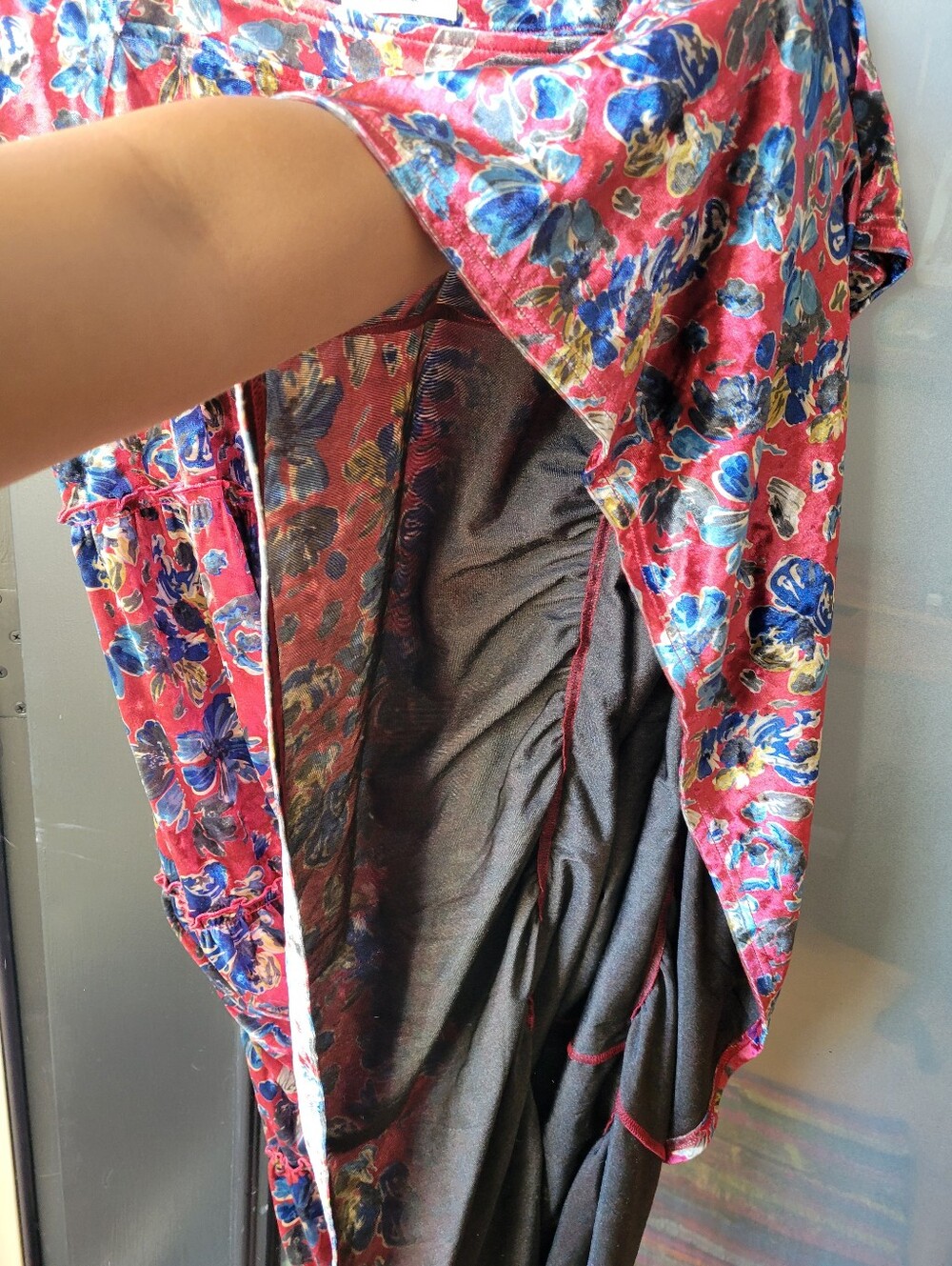 Natural Life Berkley Velvet Maxi Women's Dress Size M Red Blue Pattern Floral - Picture 8 of 15
